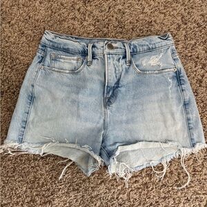 Good American Distressed Light Blue Jean Shorts